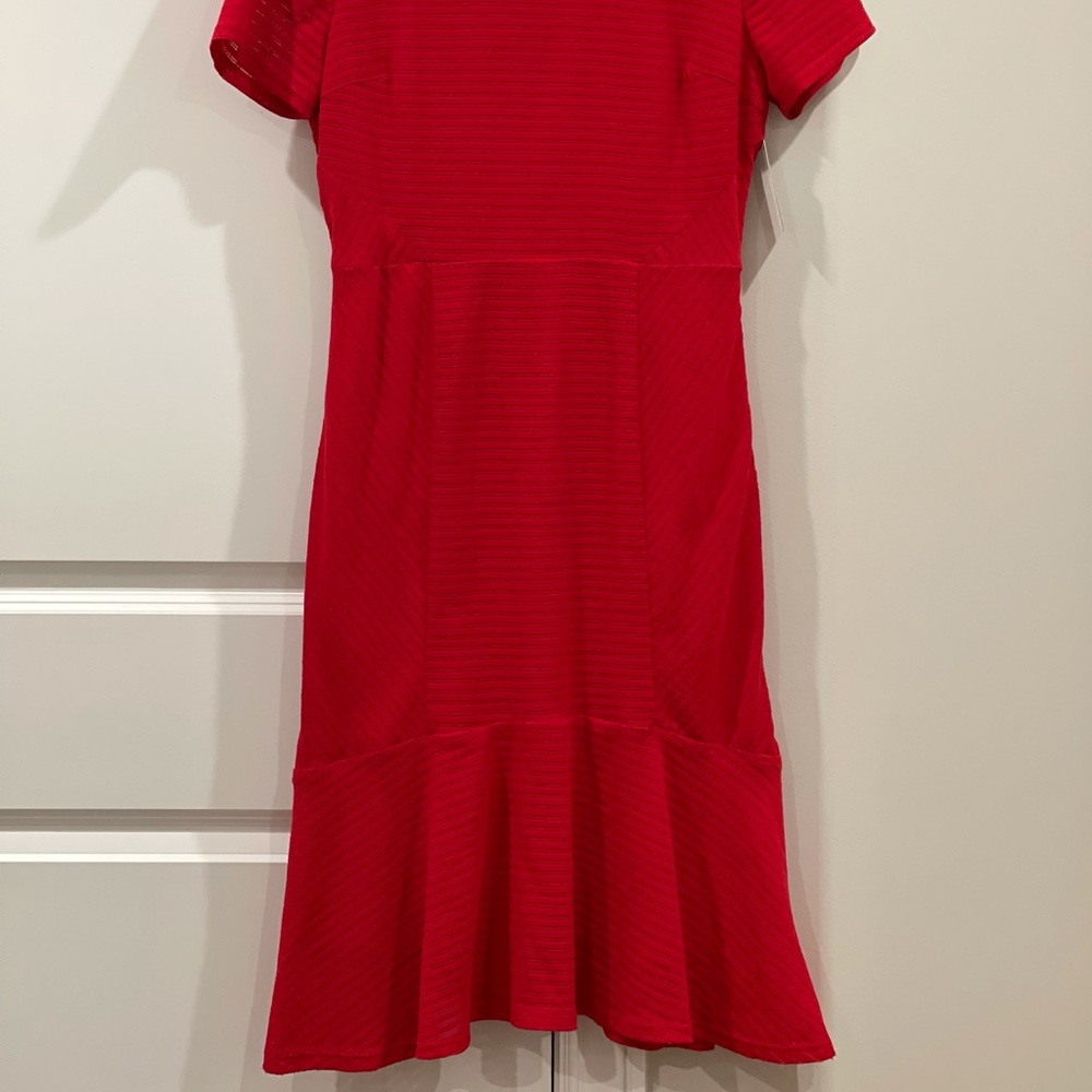 Ruby red fit and flare Anthropologie dress ✨